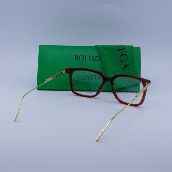 Bottega Veneta BV1009O 004 Square Eyeglasses – Burgundy/Gold 54mm - Picture 11 of 11